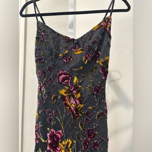 ✨Vintage Betsey Johnson Black Burnout Foral Velvet Slip Dress✨